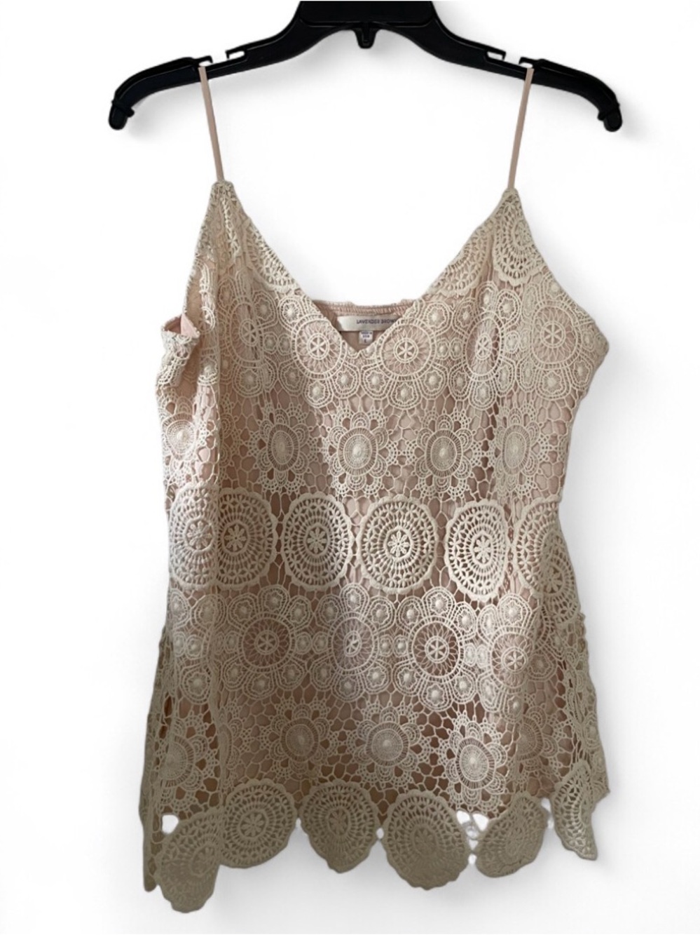Lavender Brown Nude Crochet Medallion Camisole Womens Size Large - Picture 1 of 3